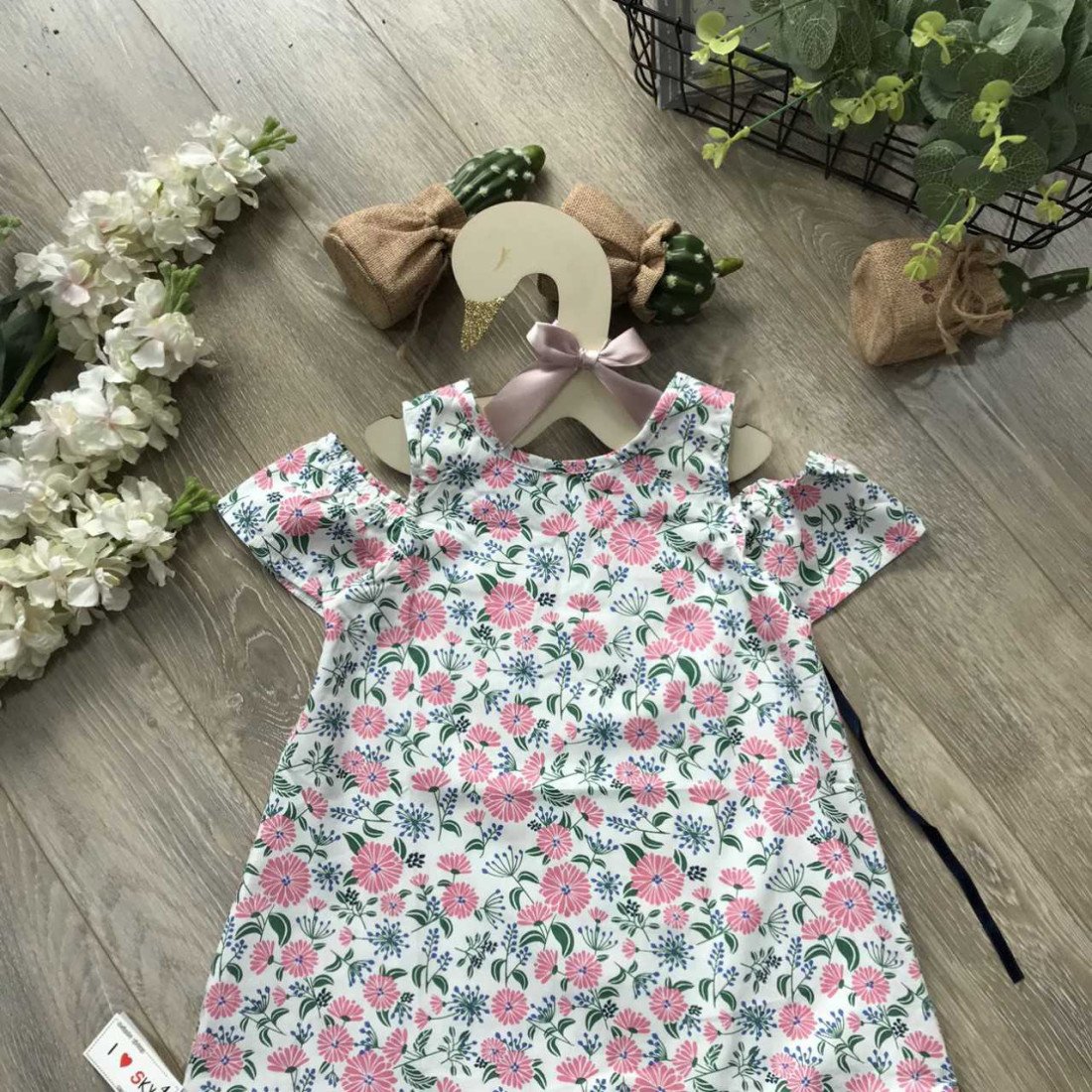 Váy hoa tay trễ nơ buộc size 4 -8  - VT20285-